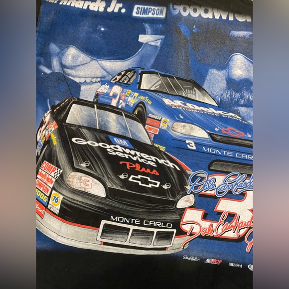90s Vintage Dale Earnhardt Sr and Jr NASCAR all over print t-shirt made in USA - Picture 5 of 6